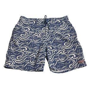 Vineyard Vines Mens Board Shorts Size 38 Blue Waves Stretch Surf Swim Trunks
